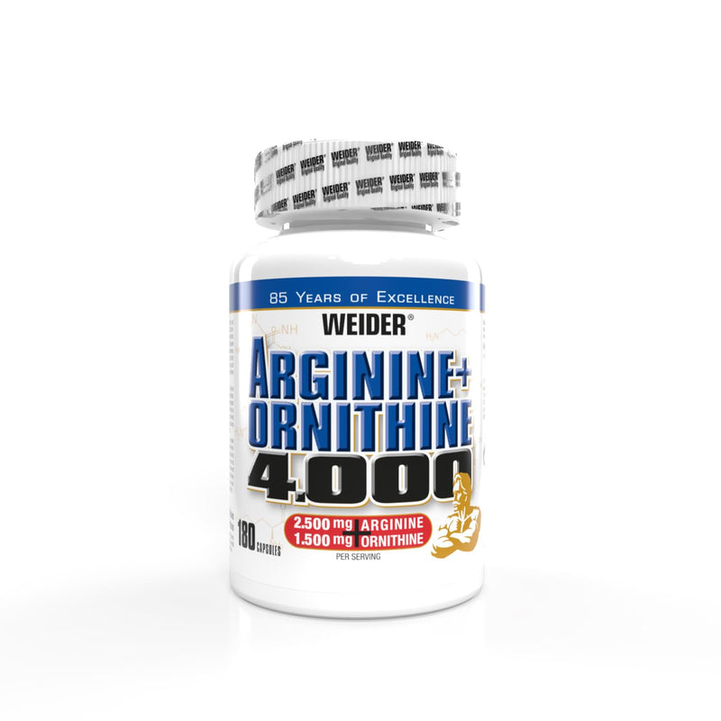 Weider Arginine + Ornithine 4000, High-Dose L-Arginine Capsules, Amino Acid Complex With L-Ornithine, Pre-Workout Capsules, Training Booster, Nutrients For Blood Circulation, 180 Capsules - NewNest Australia