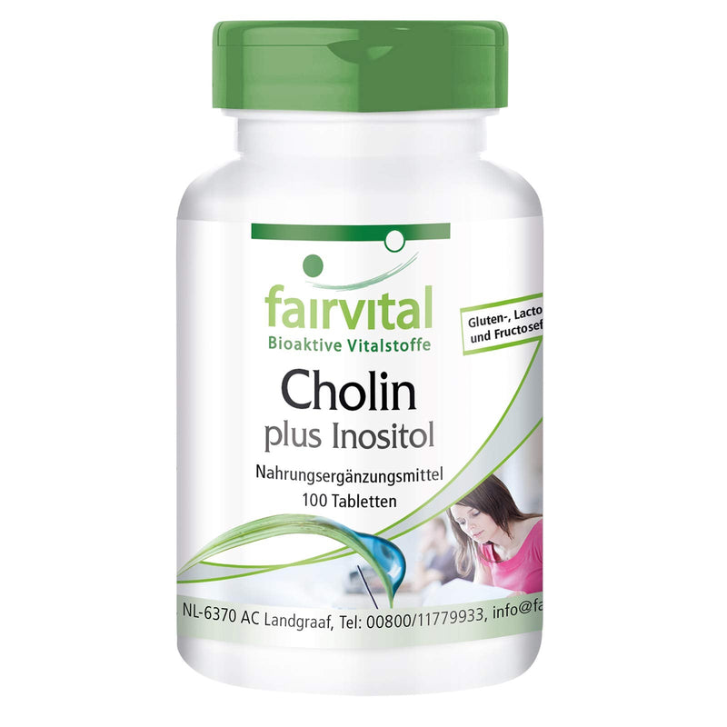 Fairvital | Choline bitartrate plus inositol - HIGH DOSE - VEGAN - 100 tablets - NewNest Australia