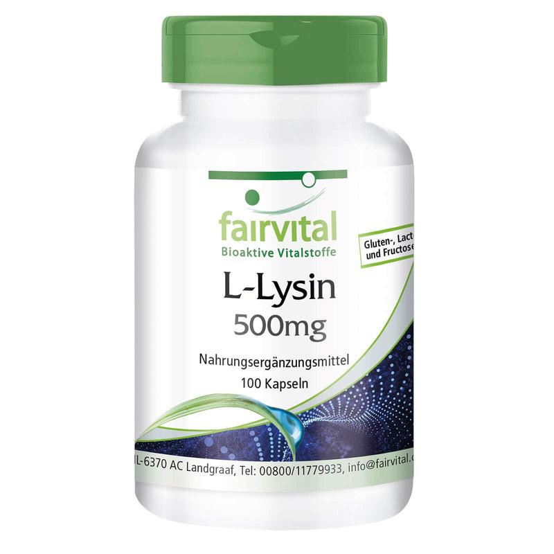 Fairvital | L-Lysine 500mg capsules - HIGH DOSE - Essential amino acid - Lysine HCL - 100 capsules - NewNest Australia