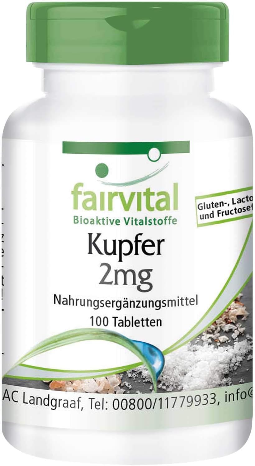 Fairvital | Copper tablets 2mg - HIGH DOSE - dietary supplement made from copper bisglycinate - vegan - 100 tablets - NewNest Australia