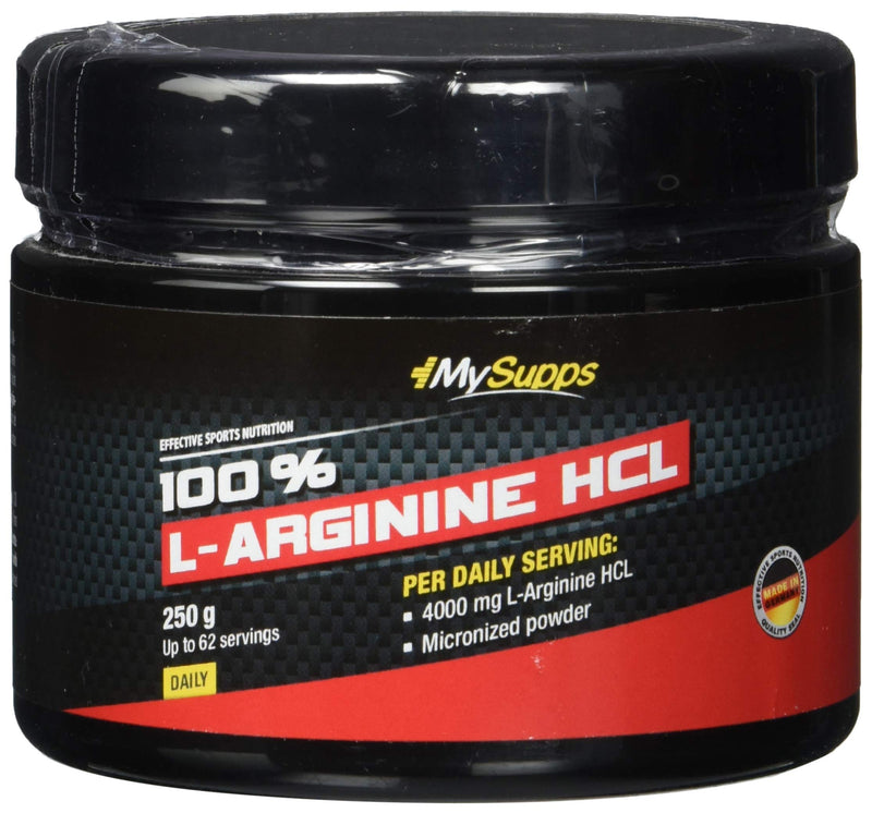 Mysupps- 100% L-Arginine Hcl, High-Dose 4000Mg Arginine Hcl, Plant-Based And Micronized Arginine, Vegan Pre-Workout Booster, For Athletes And Athletes, Made In Germany- 250G Powder - NewNest Australia