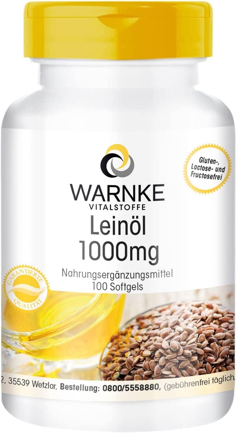 Flaxseed Oil Capsules - Vegetable Omega 3-6-9 - High Dose - Flaxseed Oil 1000mg - 100 Softgels | Warnke vital substances - NewNest Australia