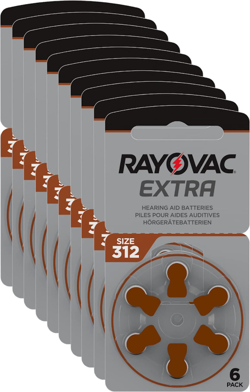 Rayovac Extra 312 batteries for hearing aids PR41, 312AE, A312, DA312, P312 and PR312H, 60 pieces - NewNest Australia