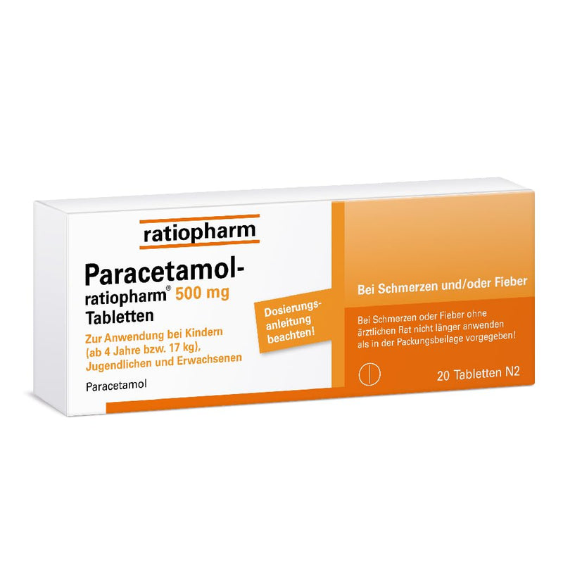 Paracetamol-ratiopharm® 500 mg tablets: The well-tolerated classic helps against pain and fever, 20 tablets - NewNest Australia