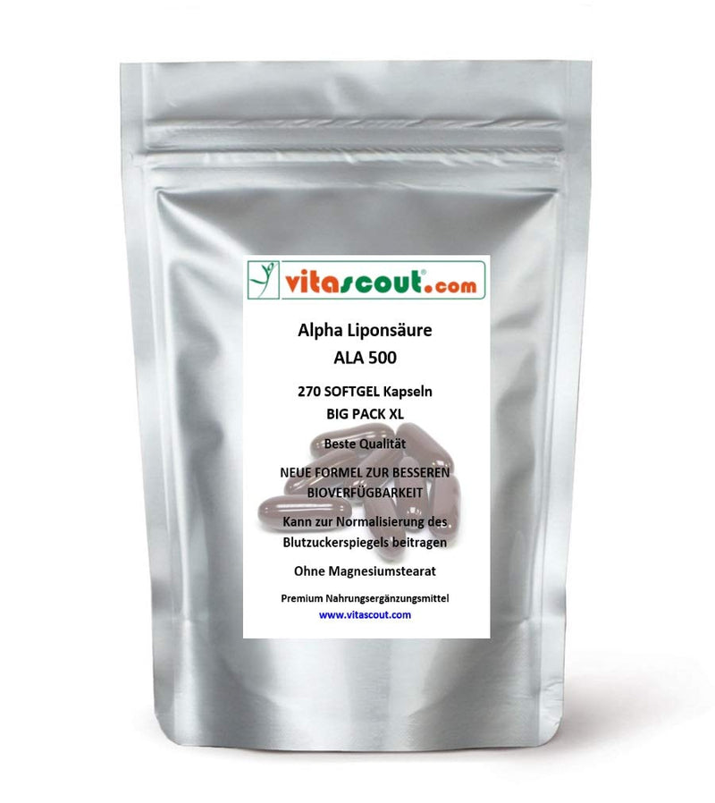 Alpha lipoic acid ALA 270 SOFTGEL capsules of 250 mg antioxidants - BEST AVAILABILITY IN THE BODY because SOFTGEL capsules and NEW COMPOSITION - WITHOUT MAGNESIUM STEARATE! - NewNest Australia