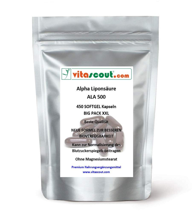 Alpha lipoic acid ALA 450 SOFTGEL capsules of 250 mg antioxidants - BEST AVAILABILITY IN THE BODY because SOFTGEL capsules and NEW COMPOSITION - WITHOUT MAGNESIUM STEARATE! - NewNest Australia