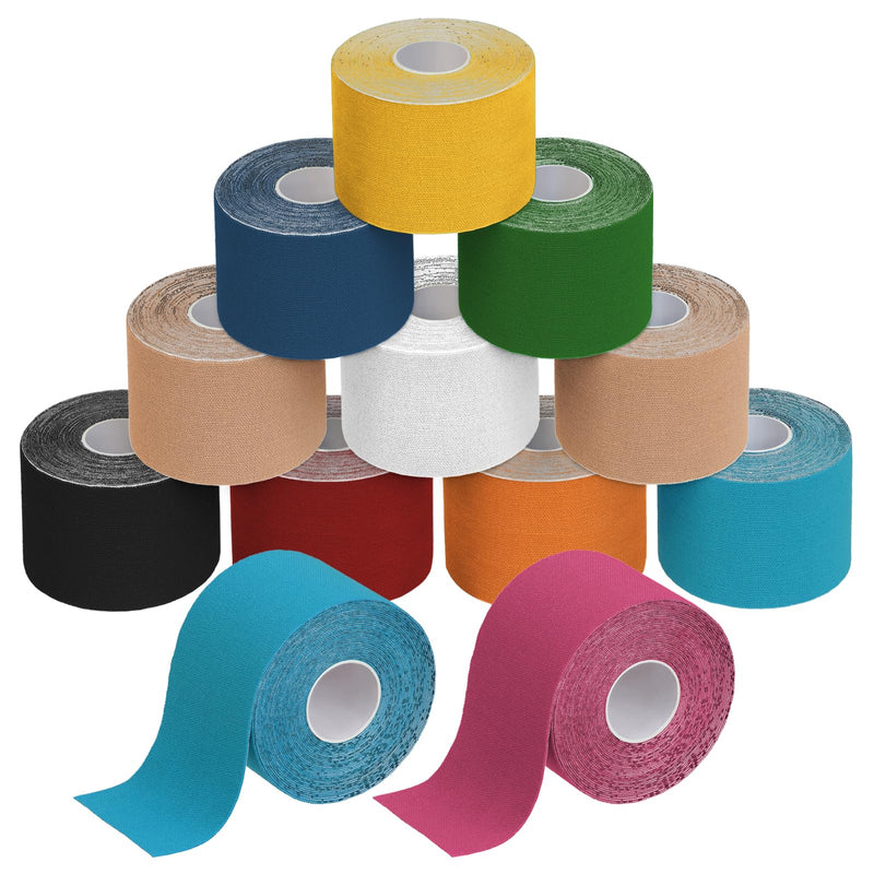 Alpidex Kinesiology Tape 1/3/6/12 Rolls Many Colors 5 Mx 5 Cm Application Brochure Elastic Waterproof Skin-Friendly Physio Muscle Tape Set, Color: Colorful, Quantity: 12 Rolls 12 Rolls Colorful - NewNest Australia