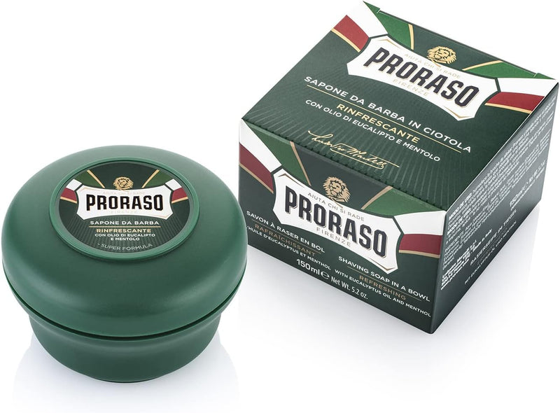 Proraso Shaving Soap including soap dish, refreshing and invigorating shaving soap for men with eucalyptus oil and menthol, Made in Italy, green, 150 ml (pack of 1) - NewNest Australia