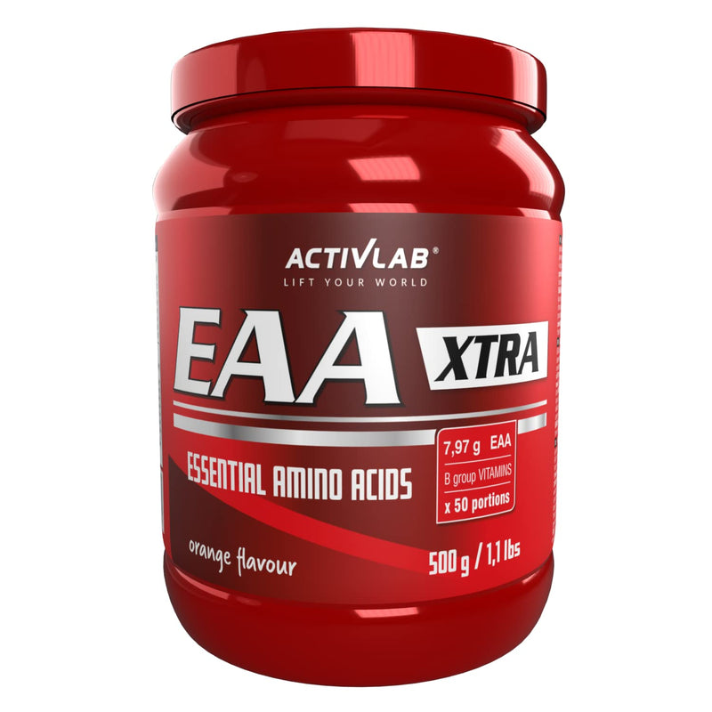 Activlab EAA XTRA 500g Orange| 7.95g EAA, 100% daily requirement, 50 servings, muscle regeneration, powder All 8 essential exogenous amino acids, B group vitamins, training drink, measuring cup - NewNest Australia