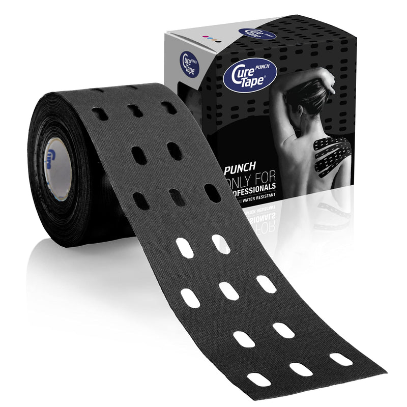 Curetape Punch Black | Kinesiology Tape With Extra Elasticity And Ventilation | Kinesio Tape For Joint, Knee, Ankle And Shoulder Pain | Waterproof And Latex-Free Kinesio Tapes | 5Cm X 5M - NewNest Australia