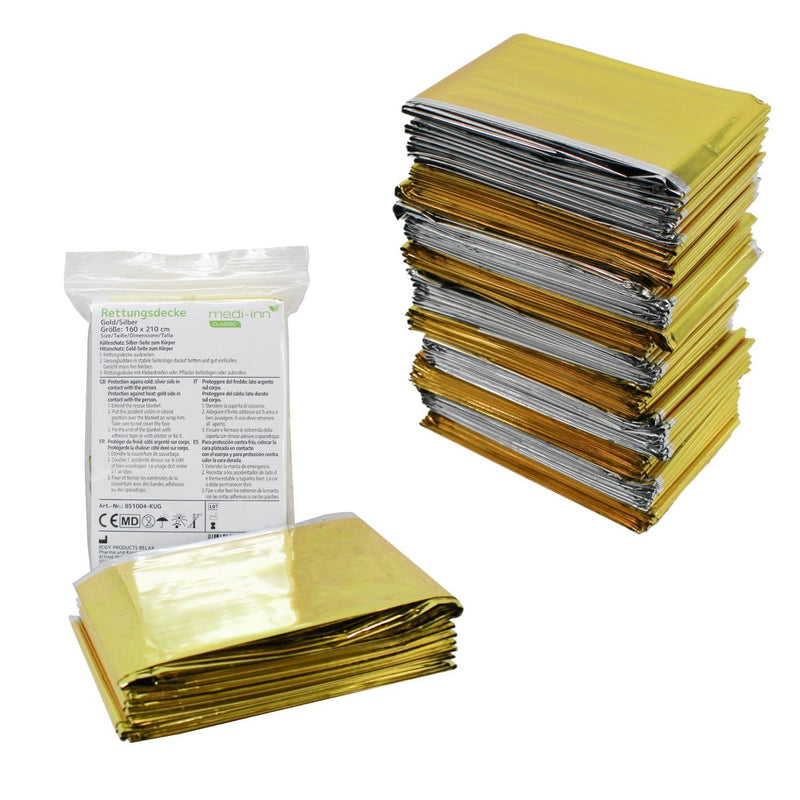 Medi-Inn+ emergency blanket gold silver | 160x210cm | Emergency blanket for first aid | Cold protection | Heat protection (10 pieces) - NewNest Australia