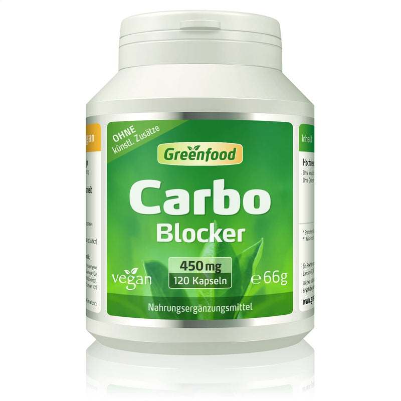 Carbo Blocker, 450 mg, high dose (White Kidney Extract, 10:1), 120 capsules - rich in natural phaseolin. WITHOUT artificial additives. Without genetic technology. Vegan. 120 pieces (pack of 1) - NewNest Australia
