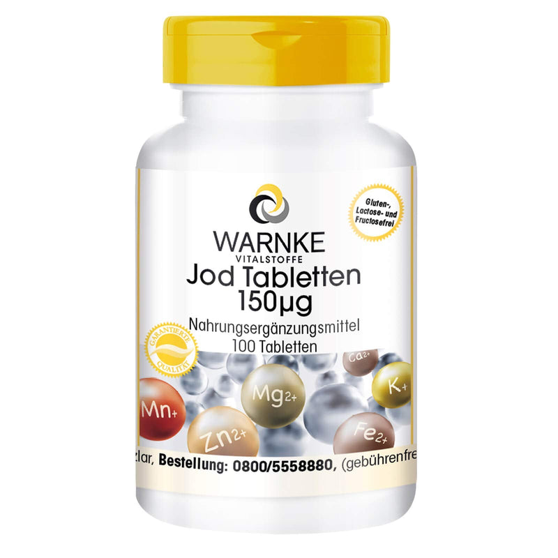 Iodine tablets - 150µg iodine per tablet - high dose & vegan - made from potassium iodide - 100 tablets | Warnke vital substances - NewNest Australia