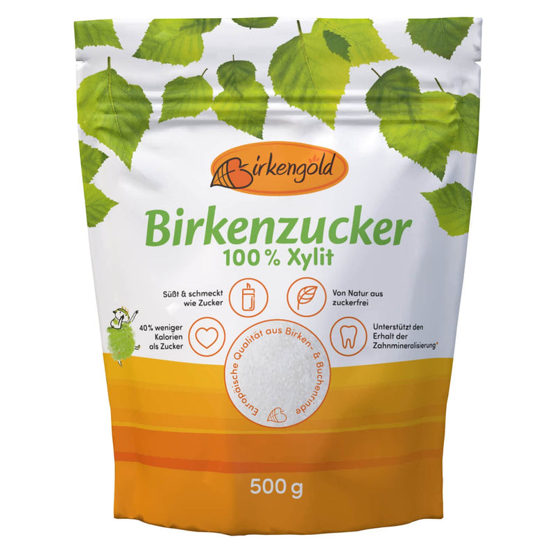 Birkengold Xylitol Birch Sugar, 500 G Bag | 100% High Quality Xylitol From Finland | Made From Birch And Beech Bark | Vegan | 40% Fewer Calories Than Sugar | Gluten Free | Tooth Friendly - NewNest Australia