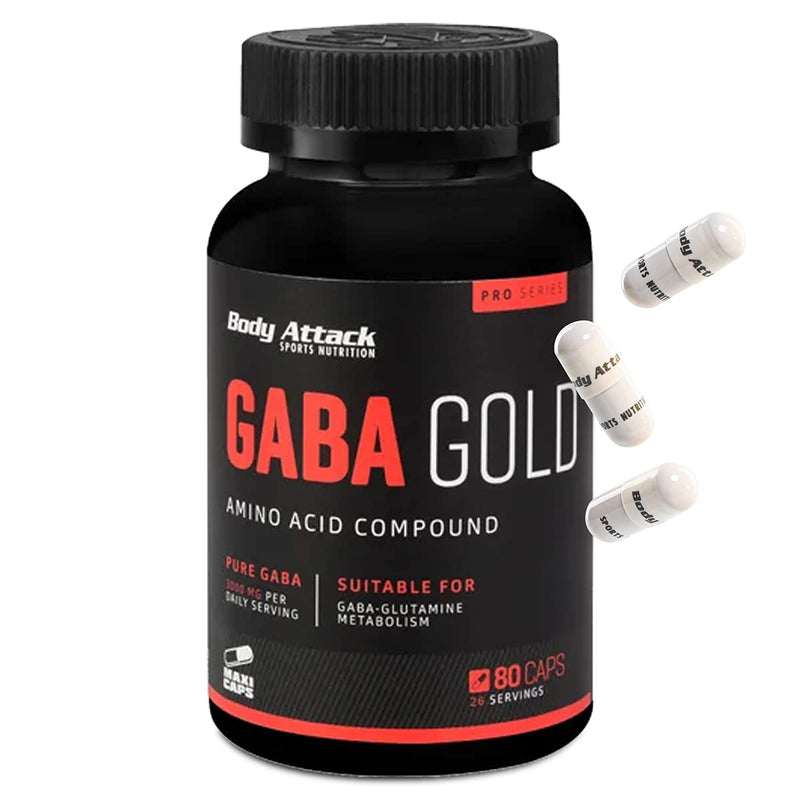 Body Attack-Gaba Gold, 80 Capsules - High-Dose Gamma Aminobutyric Acid Caps, 1000 Mg Of Pure Gaba Per Daily Portion, Gaba-Glutamine Metabolism, For All Athletes And Athletes-Made In Germany - NewNest Australia