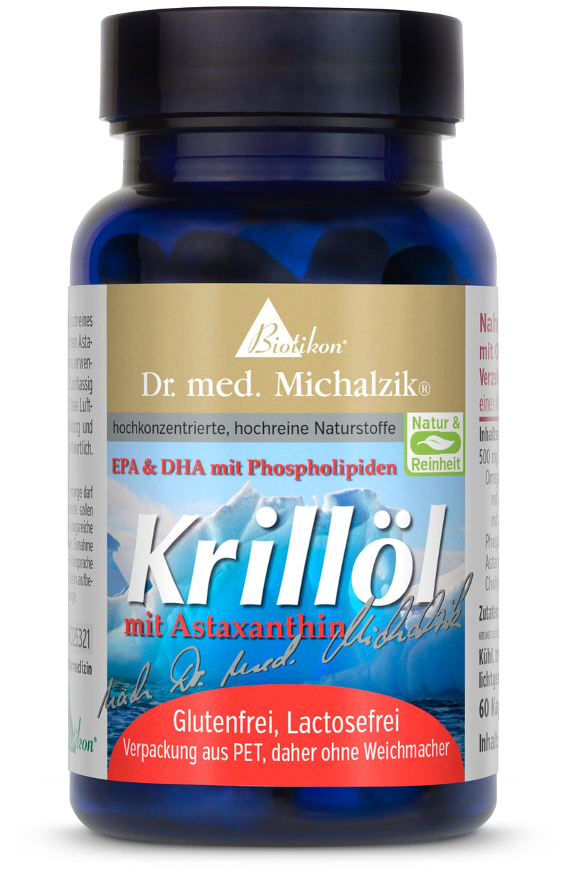 Krill oil according to Dr. med. Michalzik, 100% pure krill oil Euphasia Superba in oil protection hard capsules - 120 mg Omega 3 per capsule - without additives - from BIOTIKON® - NewNest Australia