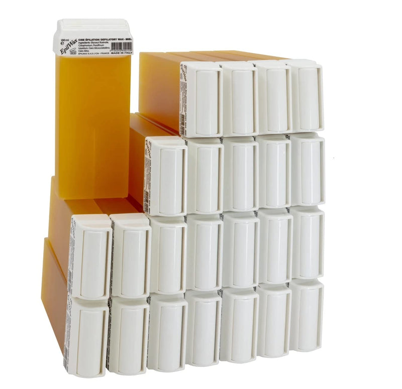 EpilWax wax cartridges set with 24 honey warm wax cartridges for hair removal, depilatory wax, 100 ml roll-on refill honey. 100.00 ml (pack of 24) - NewNest Australia