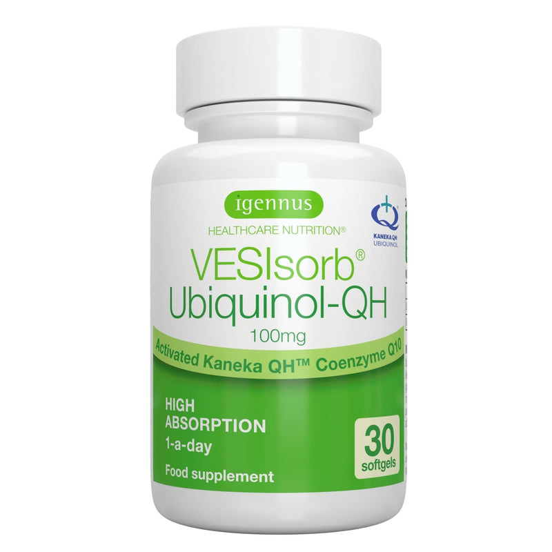 Vesisorb Ubiquinol 100mg, active form of Coenzyme Q10, bioavailable antioxidant, Kaneka patented formula, 30 soft capsules, by Igennus 30 pieces (pack of 1) - NewNest Australia
