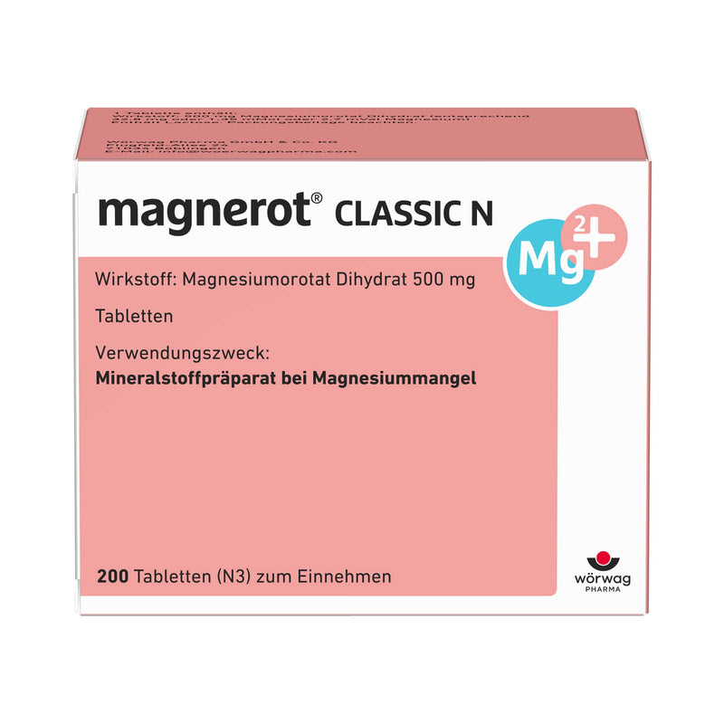 magnerot CLASSIC N tablets with magnesium orotate: for magnesium deficiency, can be dosed individually, suitable for pregnant women and nursing mothers, 200 pieces 200 pieces (pack of 1) - NewNest Australia