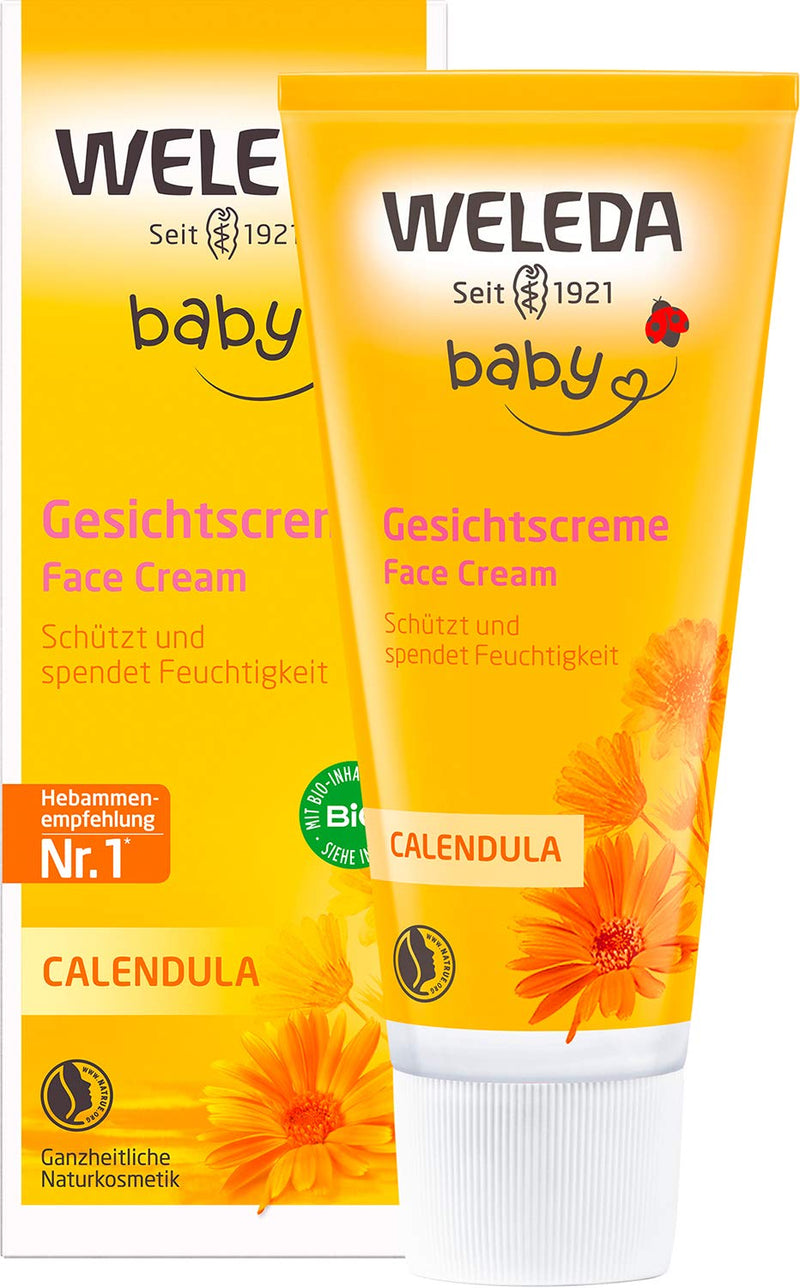 WELEDA Organic Baby Calendula Face Cream - natural cosmetics moisturizer with almond oil & beeswax to care for dry skin. Natural facial care cream for babies & children (1x 50ml) - NewNest Australia