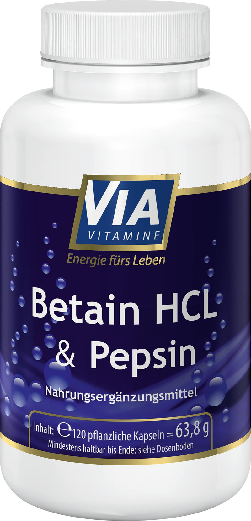 Betaine HCL + Pepsin 120 vegan capsules, 1700mg Betaine HCL, high dosage, made in Germany - NewNest Australia