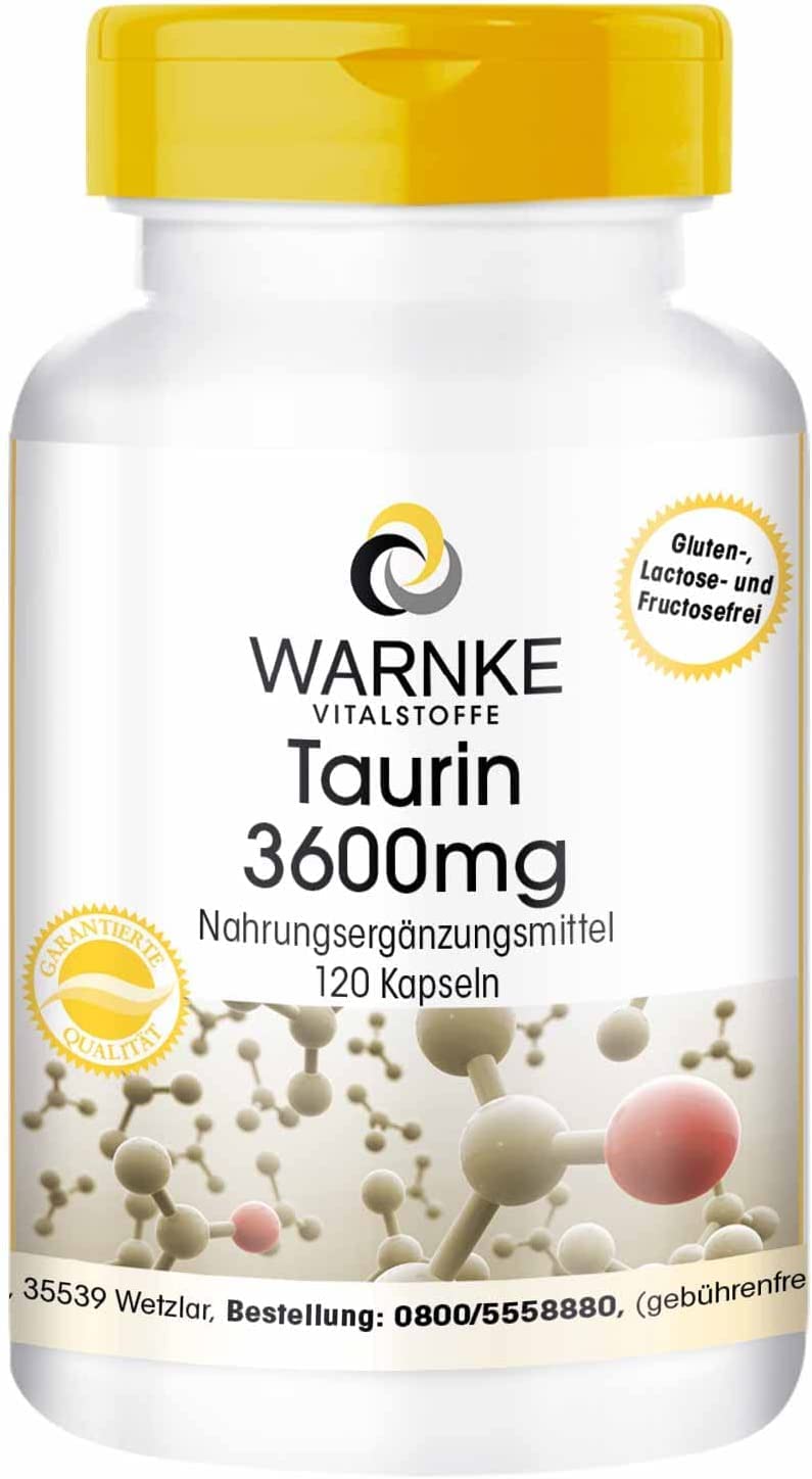 Taurine capsules - high dosage - 3600mg taurine per daily dose - vegan - 120 capsules | Warnke vital substances - NewNest Australia