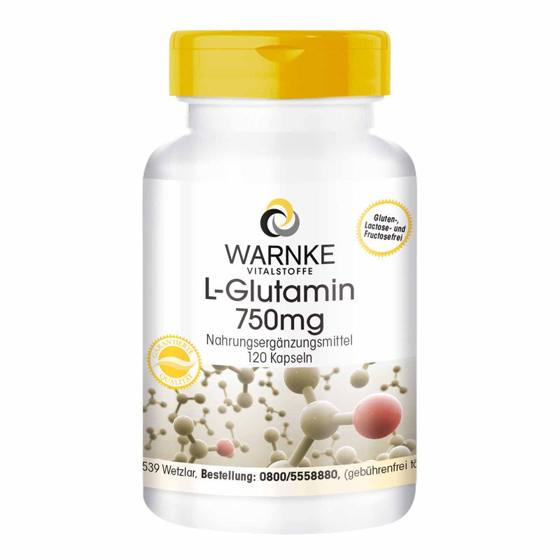 L-Glutamine capsules - 750mg per capsule - vegan & high dosage - free form - 120 capsules | Warnke vital substances - NewNest Australia