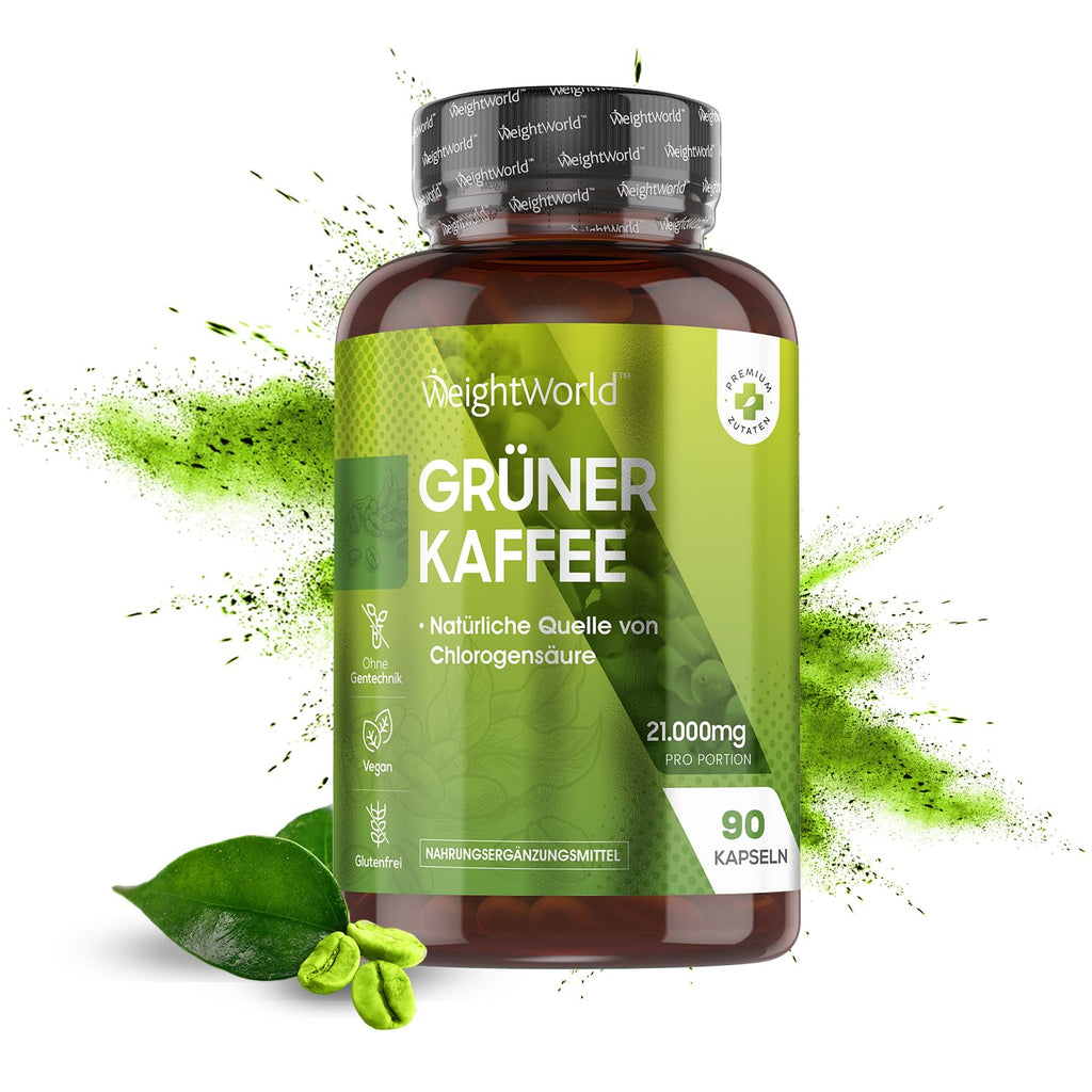 Green Coffee 21,000mg - Alternative to Green Tea & Caffeine Tablets - Green Coffee Bean Extract - 90 Coffee Powder Capsules - Superfood with Chlorogenic Acid and Caffeine - Green Coffee - WeightWorld Green Coffee Capsules - NewNest Australia