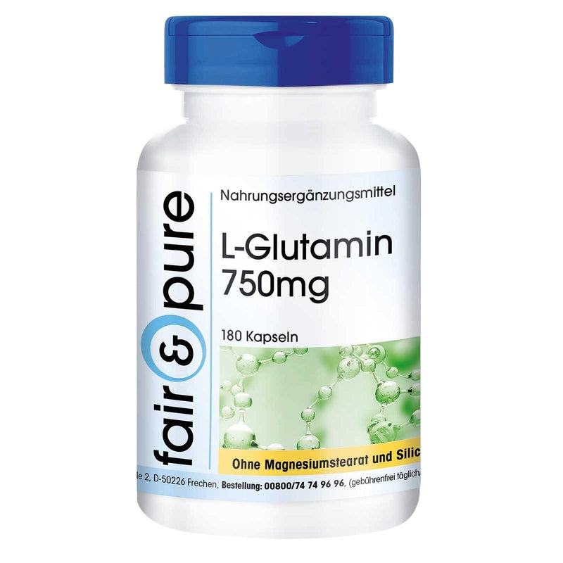 Fair & Pure® - L-Glutamine capsules 750mg - amino acid in free form - vegan - 180 capsules - NewNest Australia