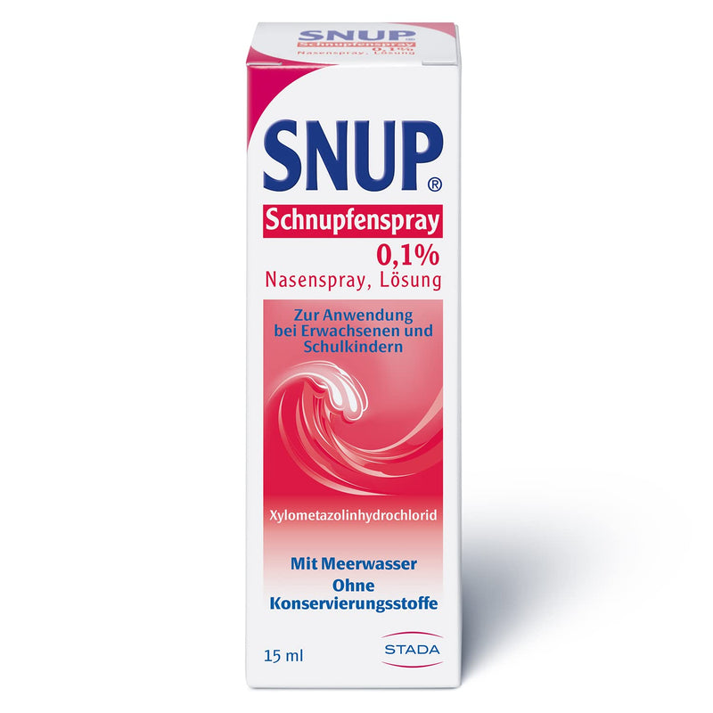 SNUP cold spray 0.1% - nasal spray with sea water - solution for decongesting the nasal mucosa in case of a cold - 1 x 15 ml 15 ml (pack of 1) - NewNest Australia