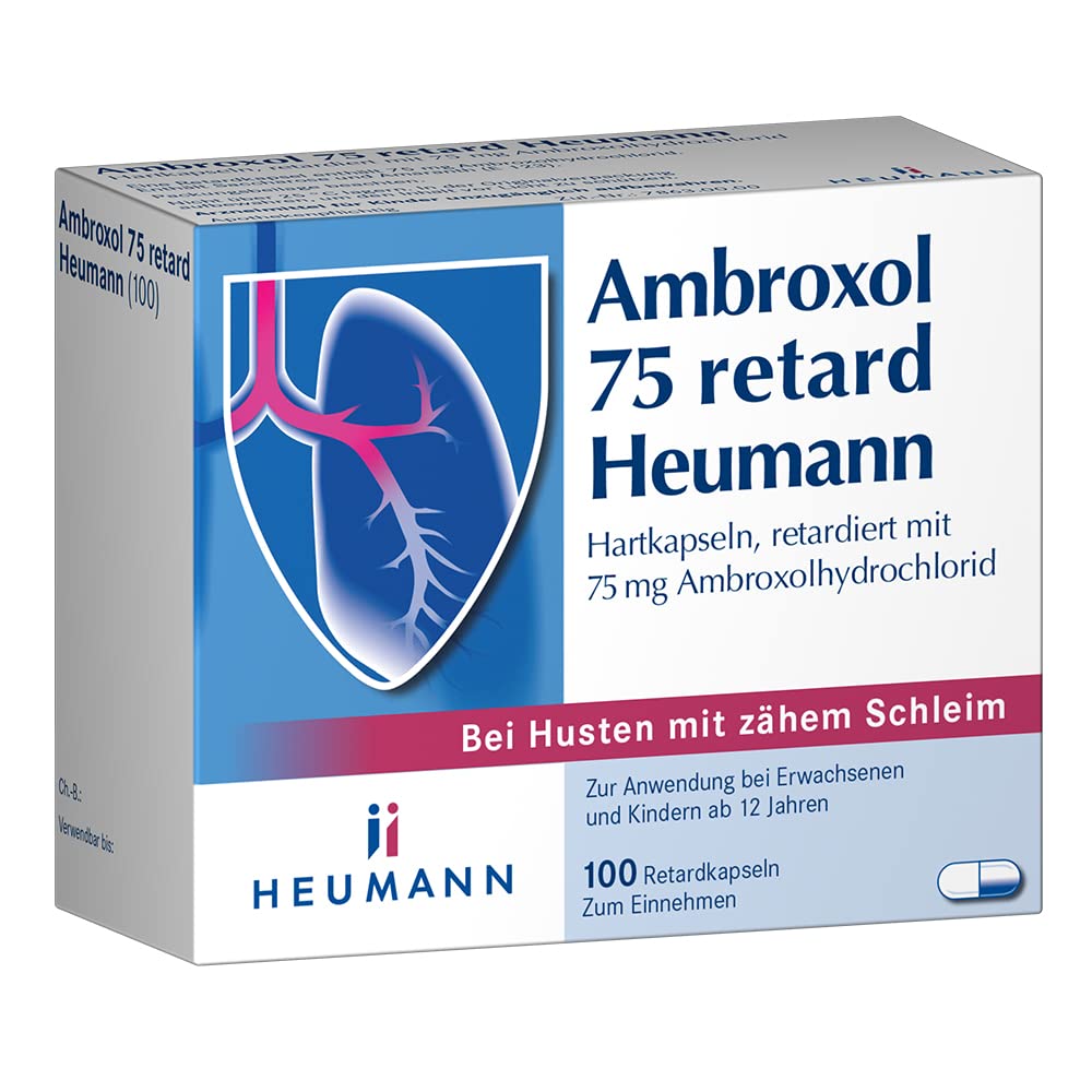 Ambroxol 75 retard Heumann, expectorant for stuck coughs with tough mucus, 100 retard capsules 100 pieces (pack of 1) - NewNest Australia