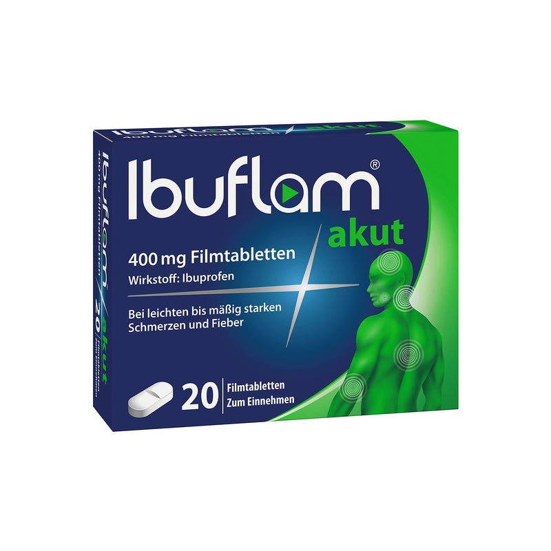 Ibuflam® acute 400 mg film-coated tablets - rapid pain relief and fever reduction with ibuprofen - 20 pieces (pack of 1) - NewNest Australia