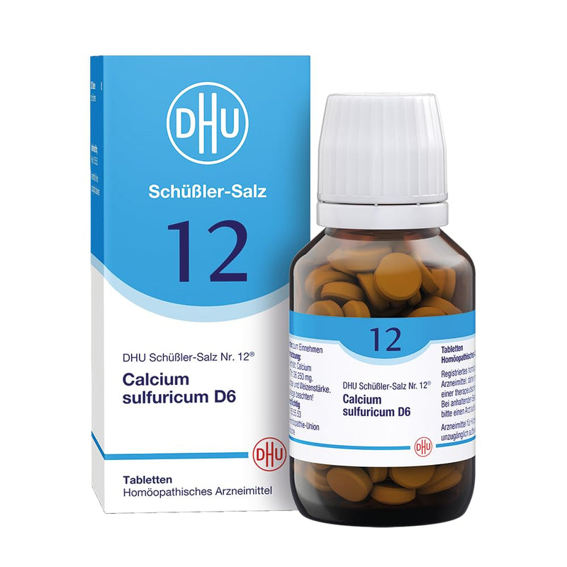 DHU Schüßler salt No. 12 Calcium sulfuricum D6, the mineral salt for the joints - the original - environmentally friendly in a medicine jar, 200 tablets - NewNest Australia