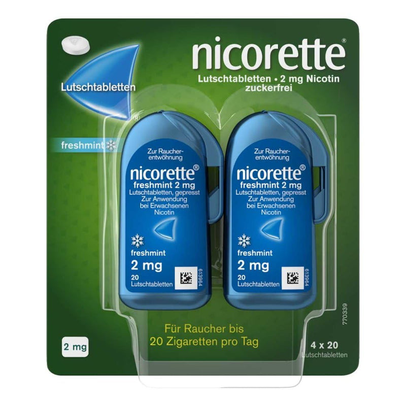 NICORETTE lozenges with 2 mg nicotine - freshmint flavor - stop smoking discreetly - for smokers of up to 20 cigarettes per day - 80 pieces 2 mg 20 pieces (pack of 4) - NewNest Australia