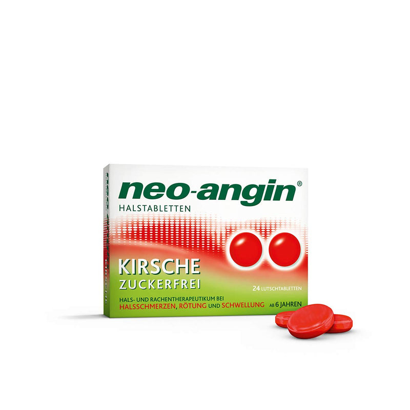 neo-angin throat lozenges cherry sugar-free | Lozenges for the onset of an annoying sore throat | For adults & school children | 24 pieces 24 pieces (pack of 1) - NewNest Australia