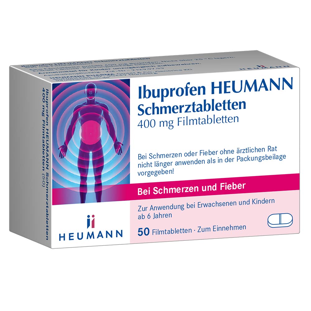 Ibuprofen HEUMANN pain tablets 400 mg film-coated tablets, for mild to moderate pain, fever-reducing & anti-inflammatory tablets, 50 pieces (pack of 1) - NewNest Australia