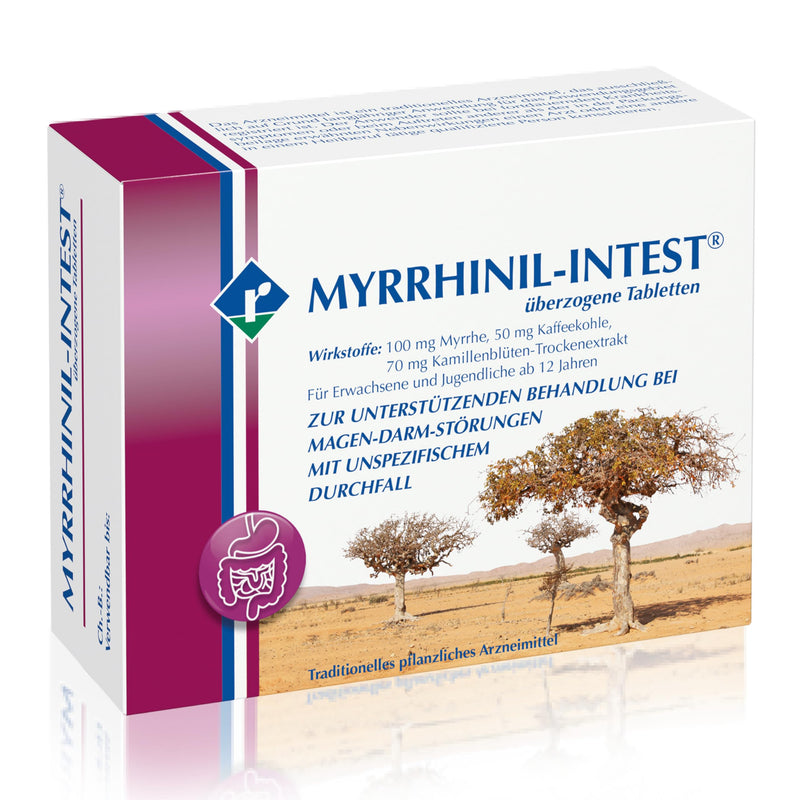 MYRRHINIL-INTEST - for the supportive treatment of gastrointestinal disorders with diarrhea, abdominal cramps and flatulence - 1 x 200 film-coated tablets 200 pieces (pack of 1) - NewNest Australia