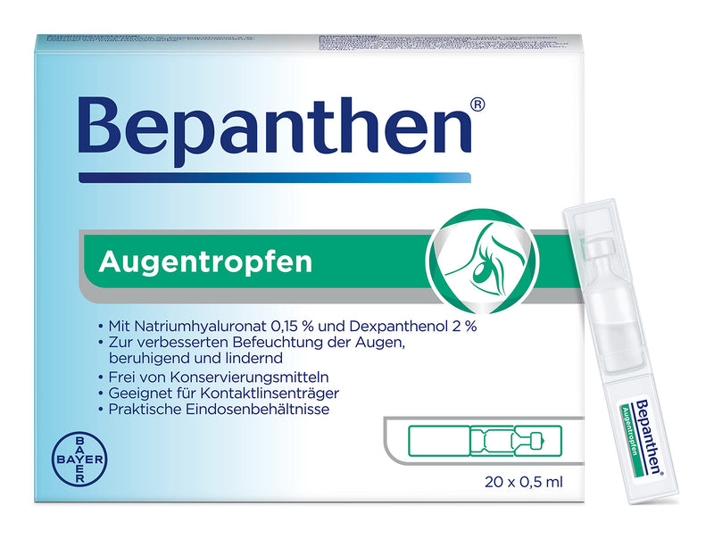 Bepanthen Augentropfen, die Hilfe bei trockenen, geröteten, juckenden oder brennenden Augen, 20-er Pack (20 x 0,5 ml) - NewNest Australia