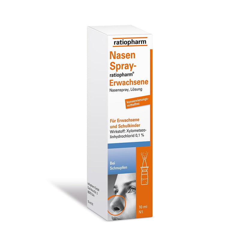 NasalSpray-ratiopharm® Adults: Nasal spray to reduce swelling of the nasal mucosa when you have a cold. Quickly and effectively clears the stuffy nose, 10 ml 10 ml (pack of 1) - NewNest Australia