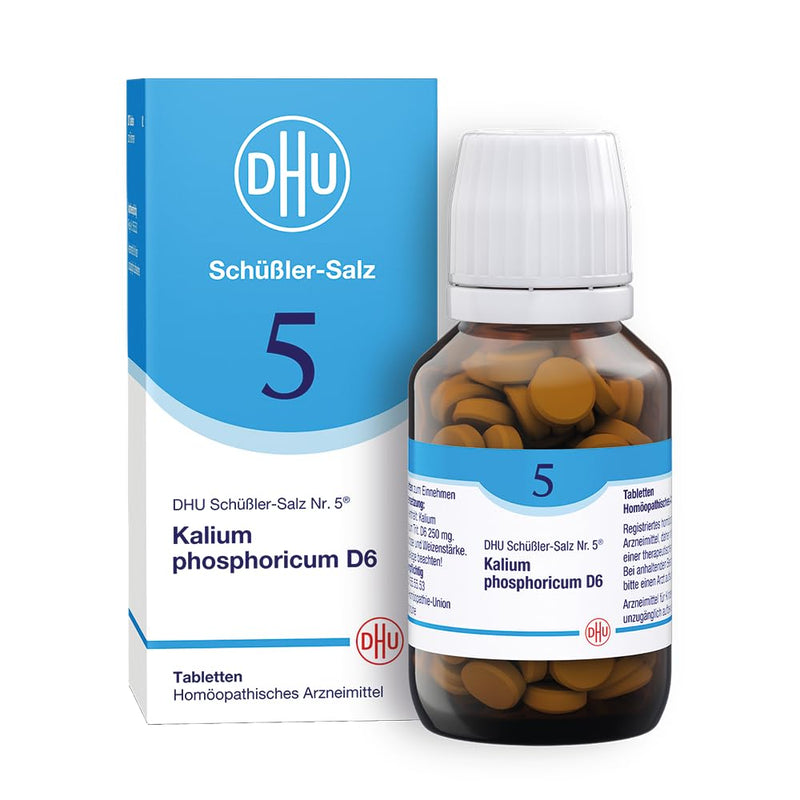 DHU Schüßler Salt No. 5 Kalium phosphoricum D6 - The mineral salt for the nerves and psyche - the original - environmentally friendly in a medicine jar, 200 tablets - NewNest Australia