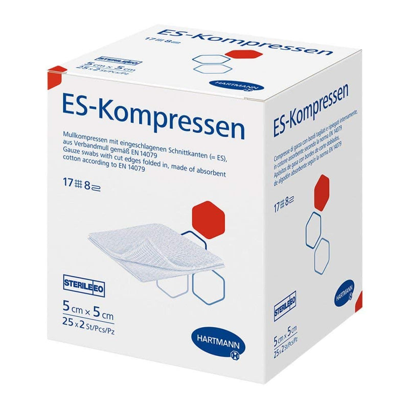ES-COMPRESSES sterile 5x5 cm 8-fold 25X2 pieces 2 pieces (pack of 1) - NewNest Australia