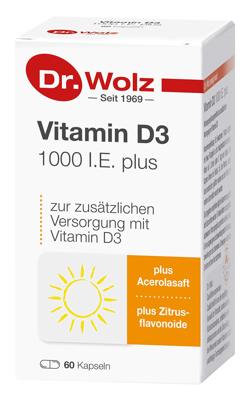 Vitamin D3 1000 IU plus from Dr. Wolz, 60 capsules - NewNest Australia