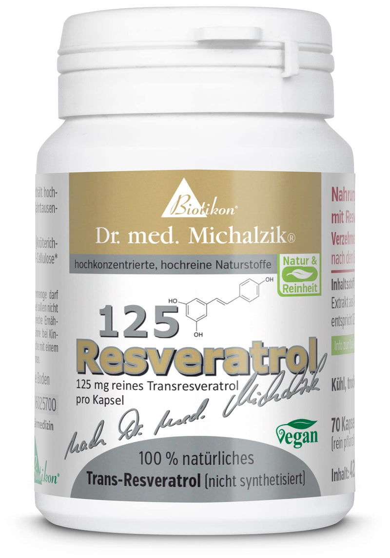Resveratrol 125 Dr. med. Michalzik - Trans-Resveratrol from Polygonum cuspidatum extract - Japanese knotweed root extract 500 mg - without additives - from BIOTIKON® - NewNest Australia