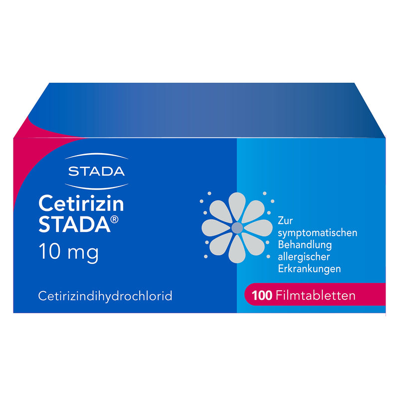 Cetirizine STADA 10 mg - symptomatic treatment of allergic diseases such as hay fever - works quickly - suitable for children aged 6 and over - without a prescription - 100 film-coated tablets - NewNest Australia