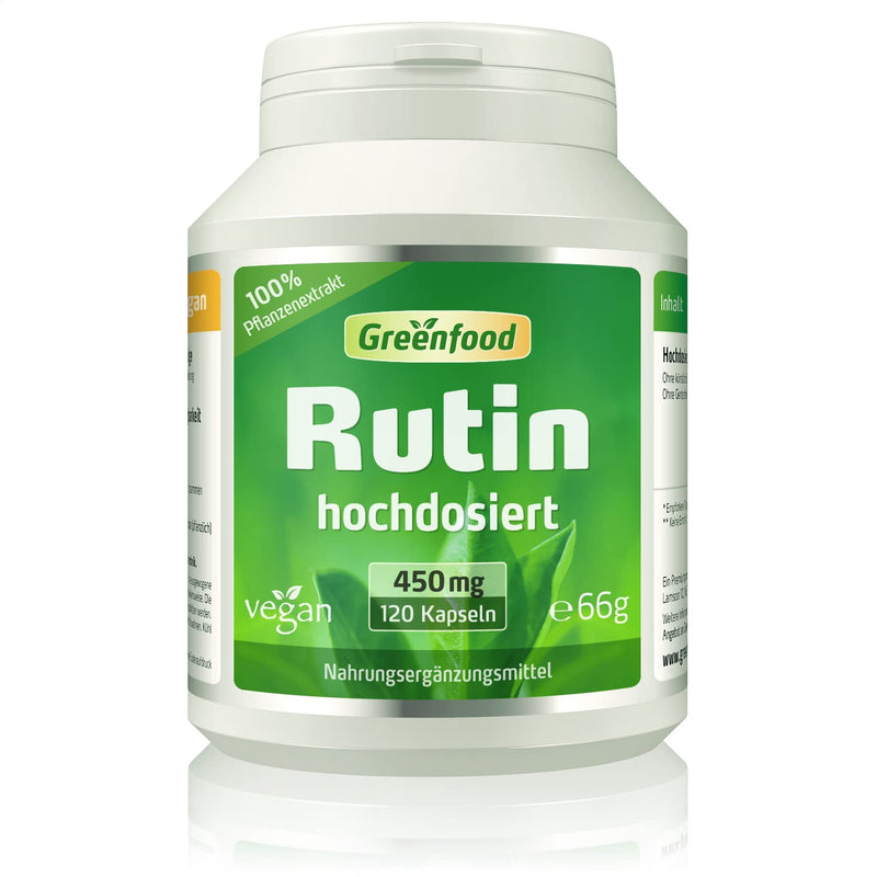 Greenfood Rutin, 450 mg, high dose, 120 capsules - 100% natural product. Without additives. Without genetic technology. Vegan. 120 pieces (pack of 1) - NewNest Australia