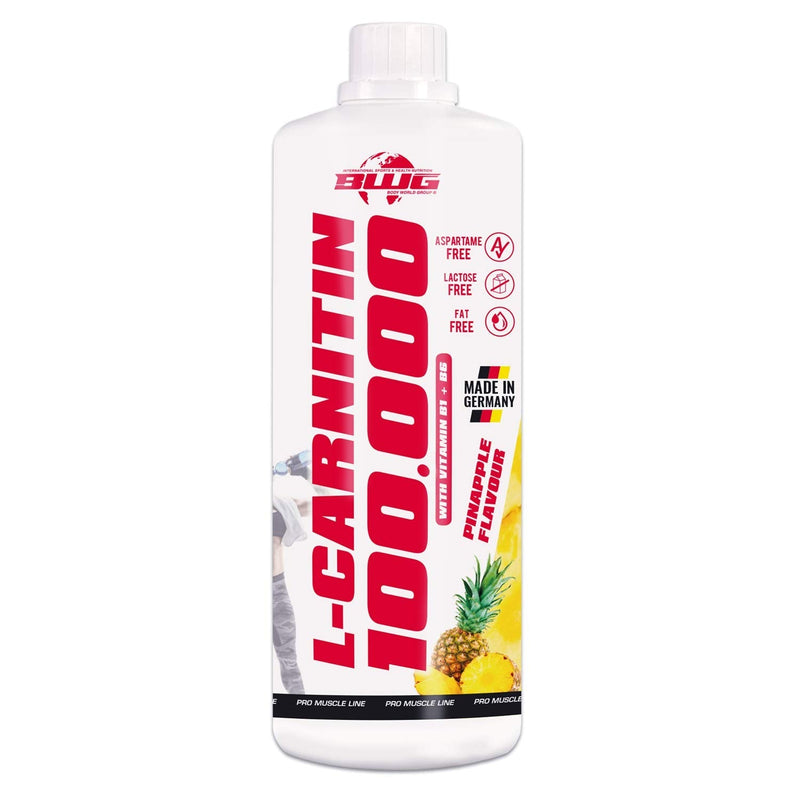 BWG Vegan L-Carnitine 100,000 Liquid - High dosage - popular in the definition phase - free from gluten, lactose - Premium quality - With vitamin B1 & B6 - Ready to drink, taste: pineapple - NewNest Australia