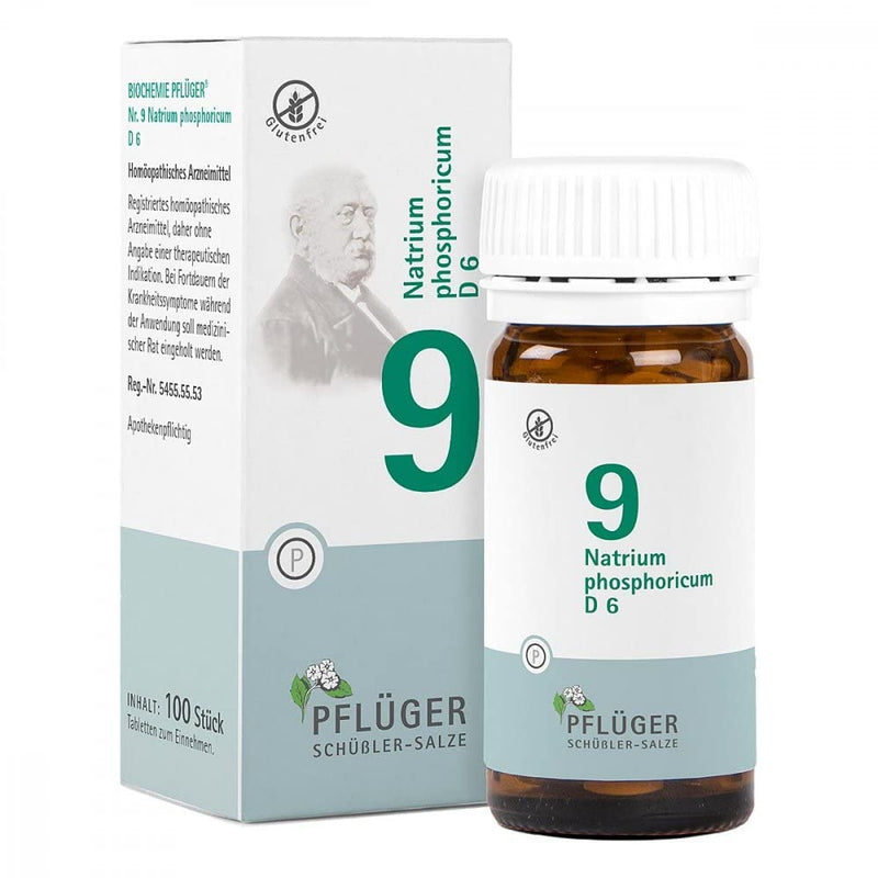 PFLÜGER Schüßler Salts No. 9 Natrum phosphoricum D6 - 100 tablets - The salt of metabolism - gluten-free - NewNest Australia