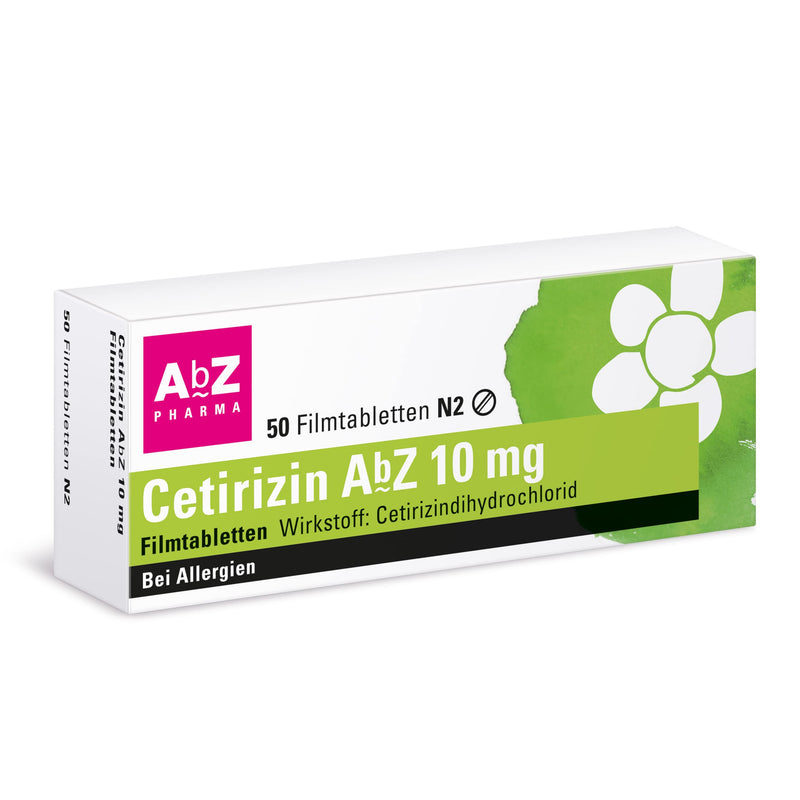 Cetirizin AbZ 10 mg film-coated tablets: For the treatment of hay fever and chronic hives, 50 film-coated tablets - NewNest Australia