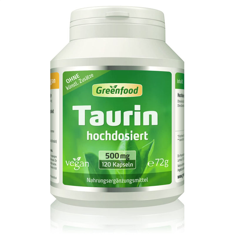 Taurine, 500 mg, high dose, 120 capsules, vegan - known from energy drinks. WITHOUT artificial additives. Without genetic technology. Vegan. 120 pieces (pack of 1) - NewNest Australia