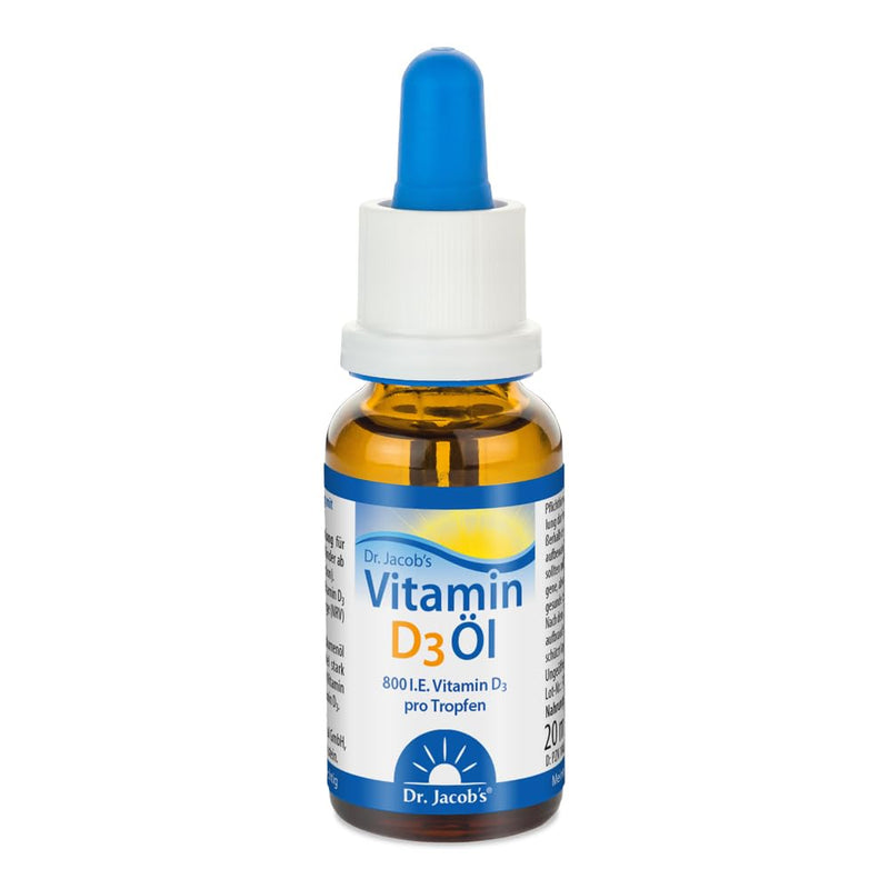 Dr Jacob's Vitamin D3 oil drops 800 IU I ideal dosage for the whole family including small children I for the immune system, muscles and bones¹ I pharmacy quality I high bioavailability 20 ml 640 drops - NewNest Australia